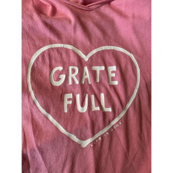 Life Is Good Womens Hooded Top Size M Pink "Grate Full" Basics Roll Hem Hoodie - Picture 5 of 7